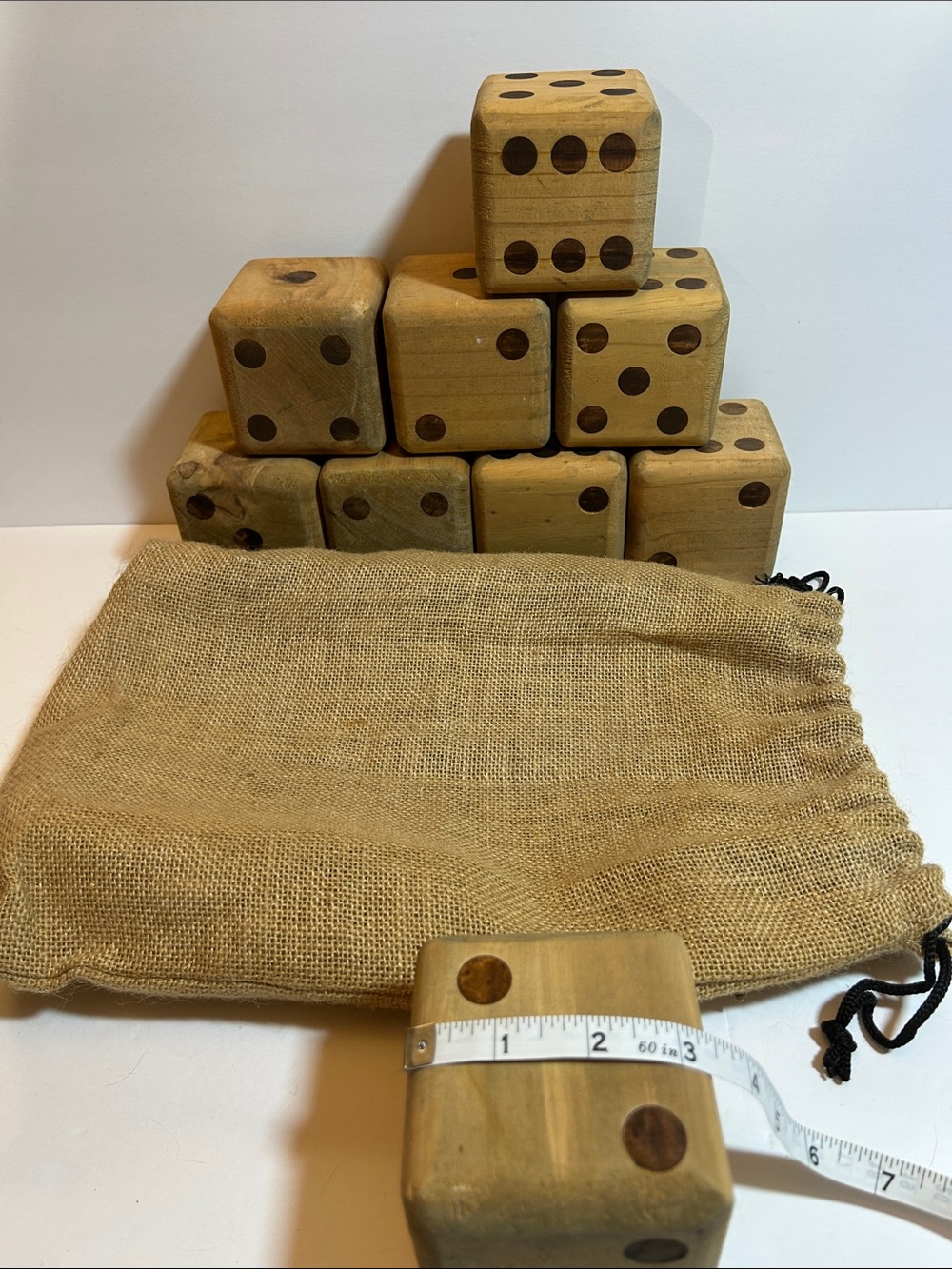 Large Wooden Yard Dice Set of 9